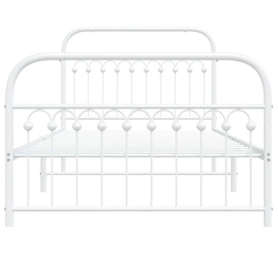 Valkoinen metallinen sängynrunko päädyillä Sena 107x203cm