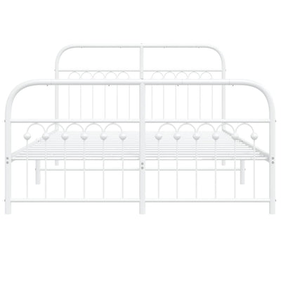 Valkoinen metallinen sängynrunko päädyillä Sena 140x190cm