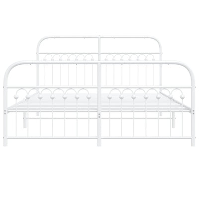 Valkoinen metallinen sängynrunko päädyillä Sena 150x200cm