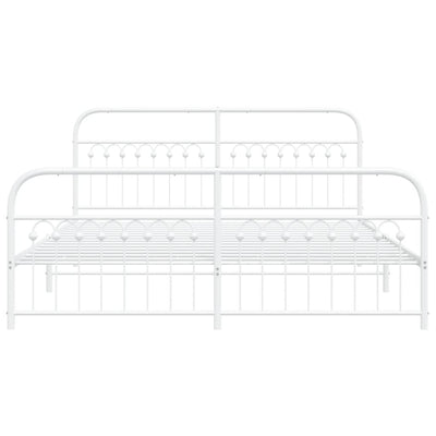 Valkoinen metallinen sängynrunko päädyillä Sena 183x203cm