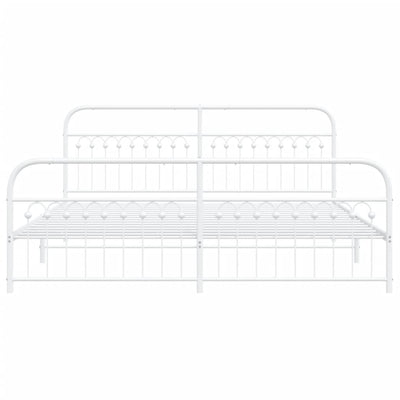 Valkoinen metallinen sängynrunko päädyillä Sena 193x203cm