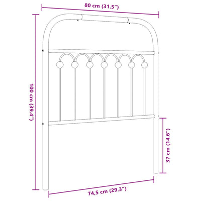 Metallinen sängynpääty valkoinen 75 cm