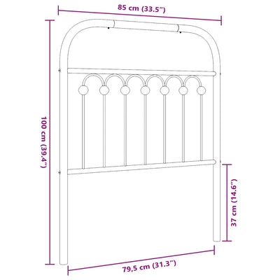 Metallinen sängynpääty valkoinen 80 cm