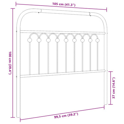 Metallinen sängynpääty valkoinen 100 cm