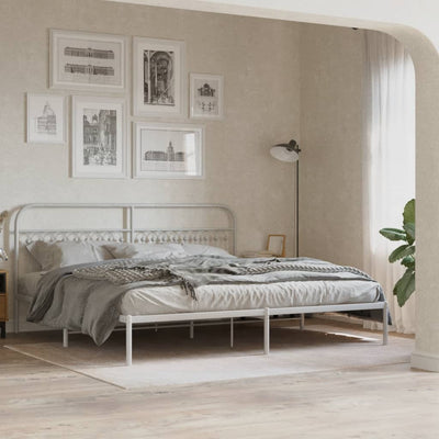 Metallinen sängynpääty valkoinen 193 cm