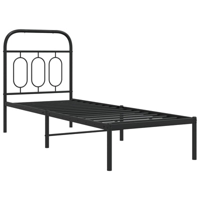 Metallinen sängynrunko päädyllä musta 75x190 cm