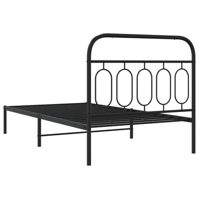 Metallinen sängynrunko päädyllä musta 107x203 cm