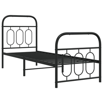 Metallinen sängynrunko päädyillä musta 75x190 cm