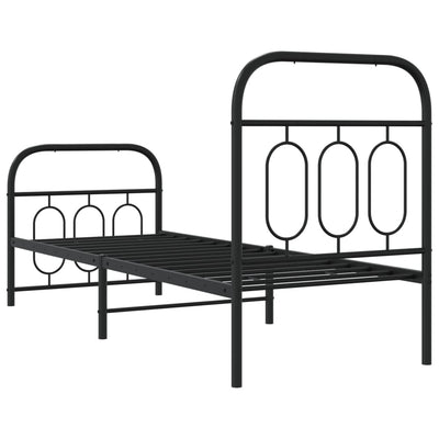 Metallinen sängynrunko päädyillä musta 75x190 cm