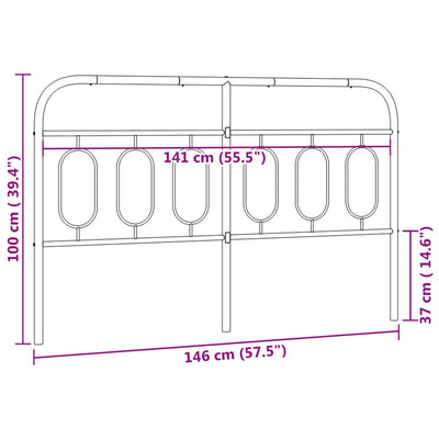 Metallinen sängynpääty musta 140 cm