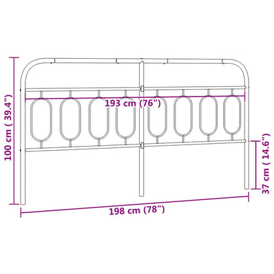 Metallinen sängynpääty musta 193 cm
