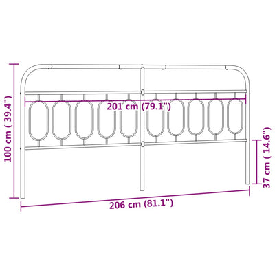 Metallinen sängynpääty musta 200 cm