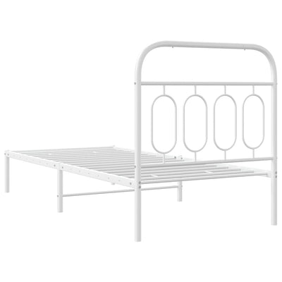 Metallinen sängynrunko päädyllä valkoinen 90x200 cm