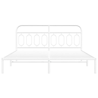 Valkoinen metallinen sängynrunko päädyillä Atce 180x200cm