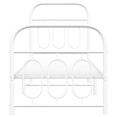 Valkoinen metallinen sängynrunko päädyillä Atce 75x190cm