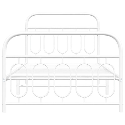 Valkoinen metallinen sängynrunko päädyillä Atce 100x190cm