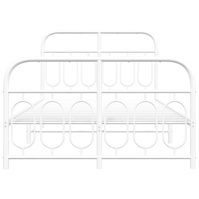 Valkoinen metallinen sängynrunko päädyillä Atce 120x190cm