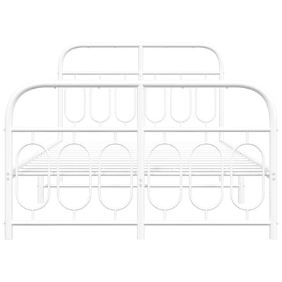 Valkoinen metallinen sängynrunko päädyillä Atce 120x200cm