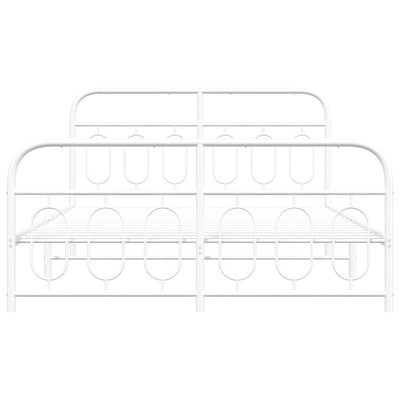 Valkoinen metallinen sängynrunko päädyillä Atce 135x190cm