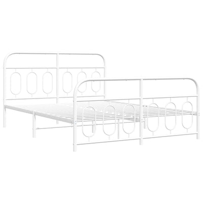 Valkoinen metallinen sängynrunko päädyillä Atce 150x200cm
