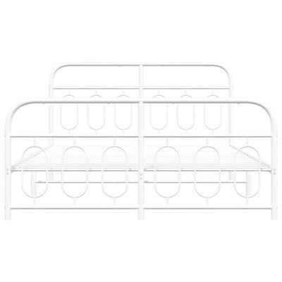 Valkoinen metallinen sängynrunko päädyillä Atce 150x200cm