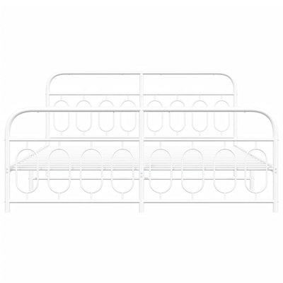 Valkoinen metallinen sängynrunko päädyillä Atce 193x203cm