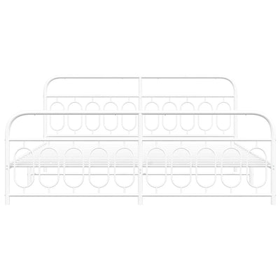 Valkoinen metallinen sängynrunko päädyillä Atce 200x200cm