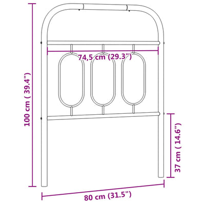 Metallinen sängynpääty valkoinen 75 cm