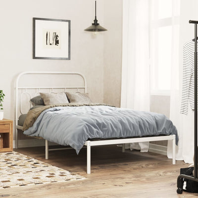Metallinen sängynpääty valkoinen 107 cm