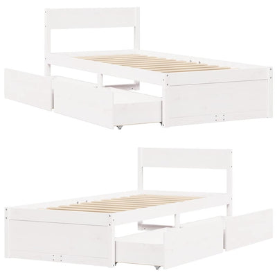 Valkoinen sängynrunko ilman patjaa Rizetta 100x200cm (mänty)