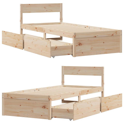 Sängynrunko laatikoilla Rizetta 90x190cm (mänty)