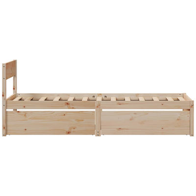 Sängynrunko laatikoilla 75x190 cm täysi mänty