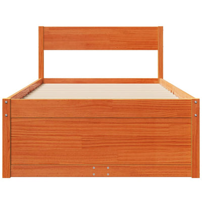 Sängynrunko laatikoilla vahanruskea 75x190 cm täysi mänty