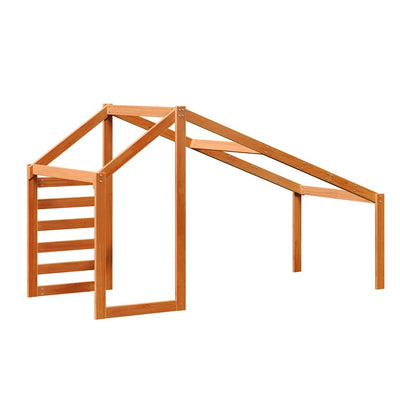 Vahanruskea lastensängyn katos Silvius 198x97x113cm (mänty)