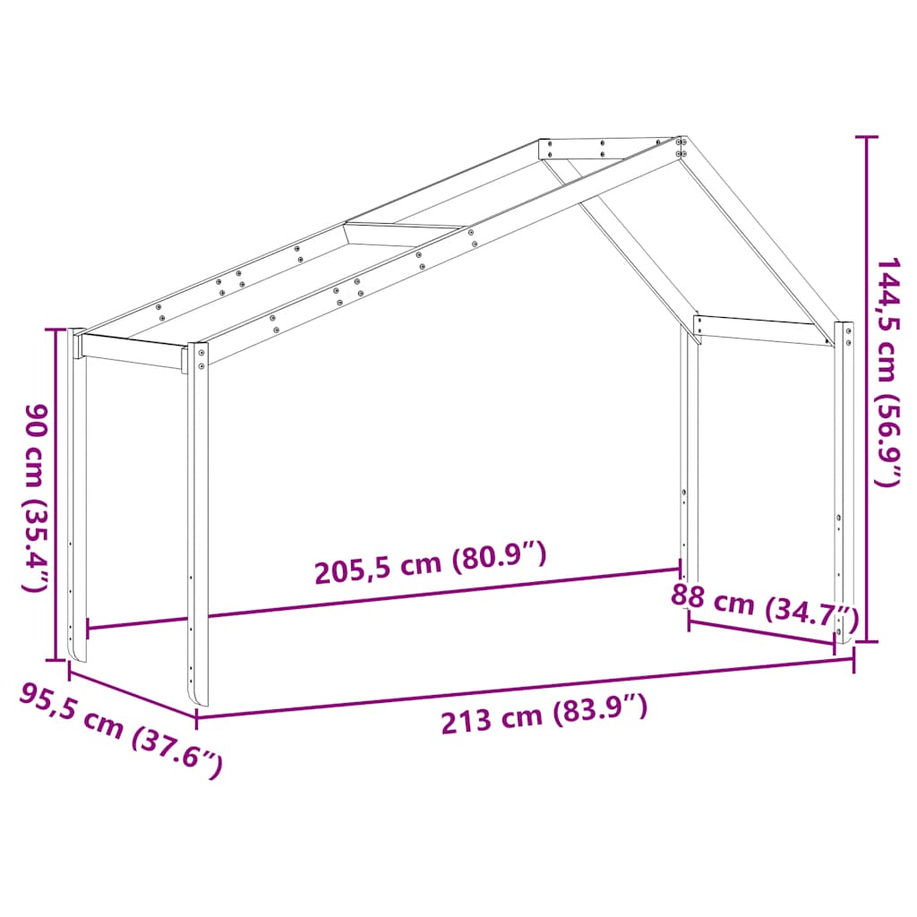 Lastensängyn katos Giumacai 213x95,5x144,5cm (mänty)