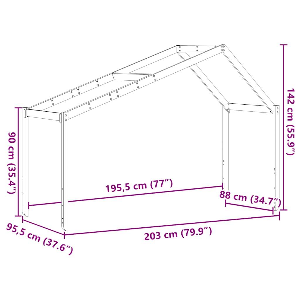 Lastensängyn katos Giumacai 203x95,5x142cm (mänty)