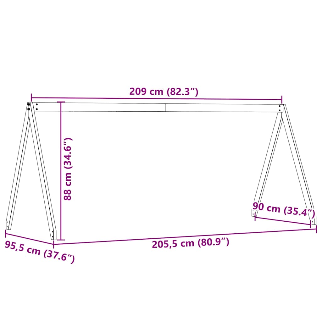 Vahanruskea lastensängyn katos Sapet 209x95,5x88cm (mänty)