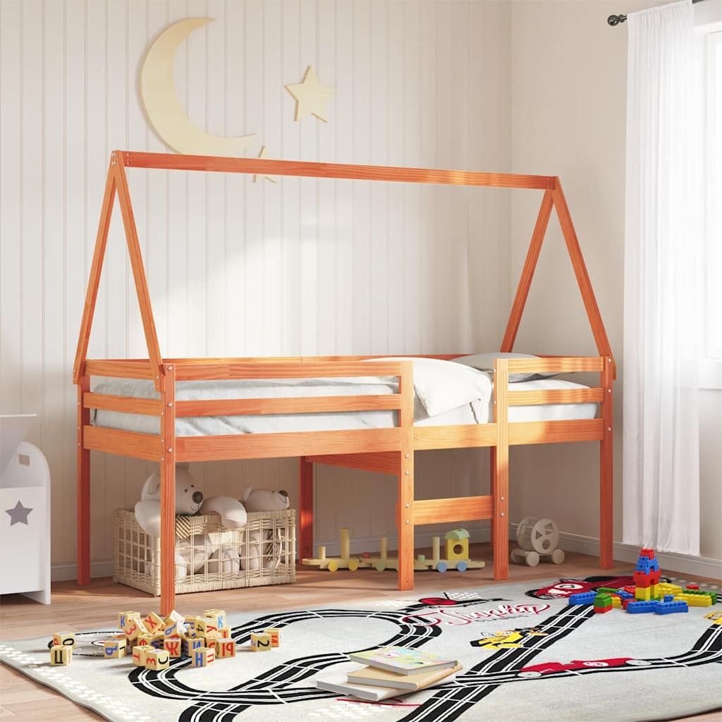 Vahanruskea lastensängyn katos Sapet 209x95,5x88cm (mänty)