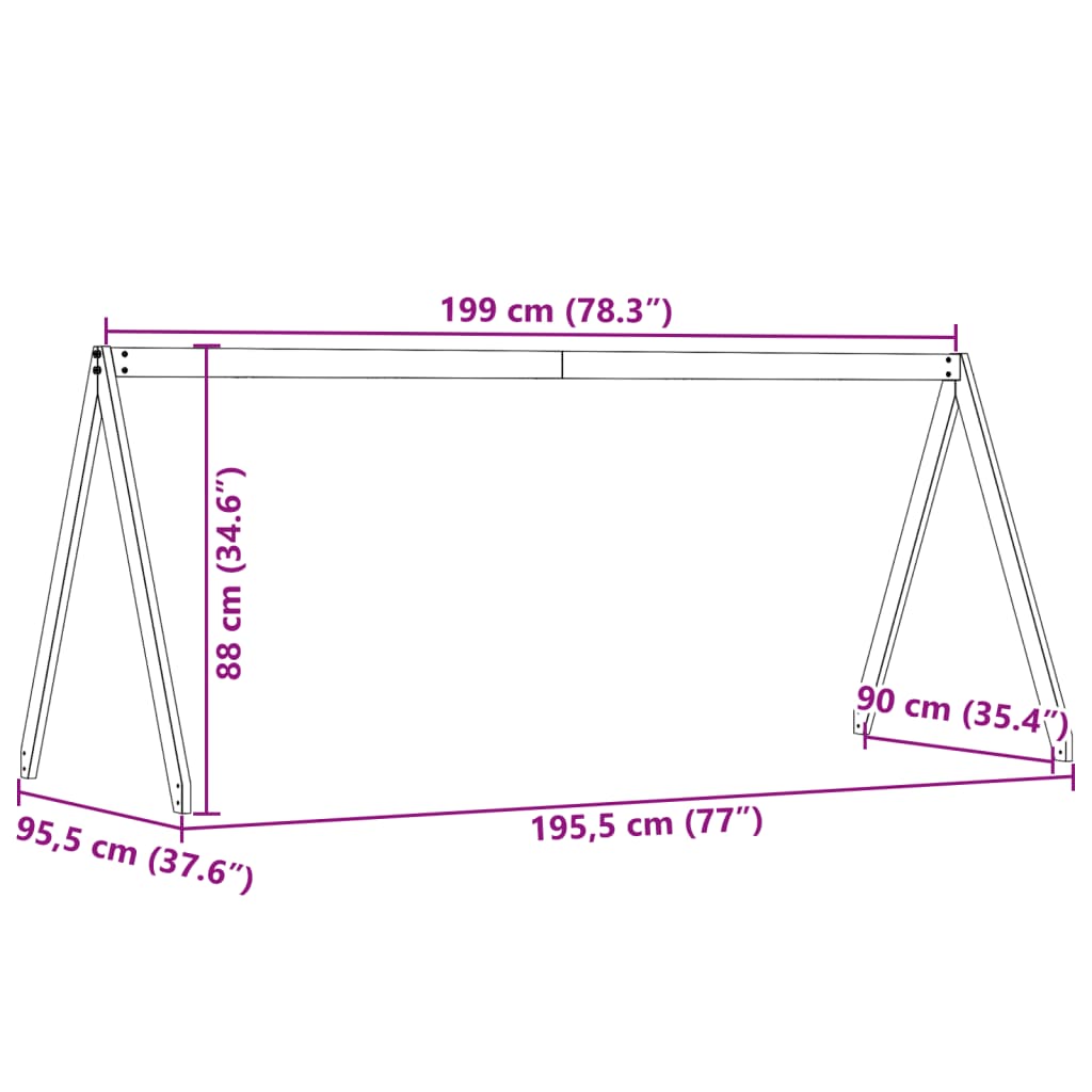 Vahanruskea lastensängyn katos Sapet 199x95,5x88cm (mänty)