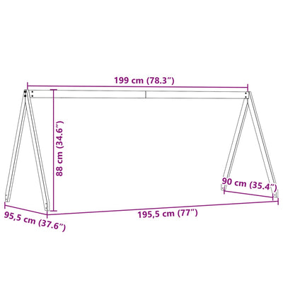 Vahanruskea lastensängyn katos Sapet 199x95,5x88cm (mänty)