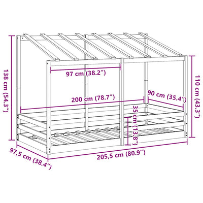 Lasten katossänky Lalita 90x200cm (mänty)