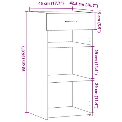 Senkki ruskea tammi 45x42,5x93 cm tekninen puu