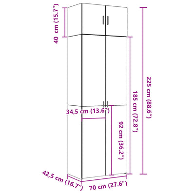 Valkoinen säilytyskaappi Scott 70x42,5x225cm (puinen)
