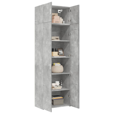 Säilytyskaappi betoninharmaa 70x42,5x225 cm tekninen puu