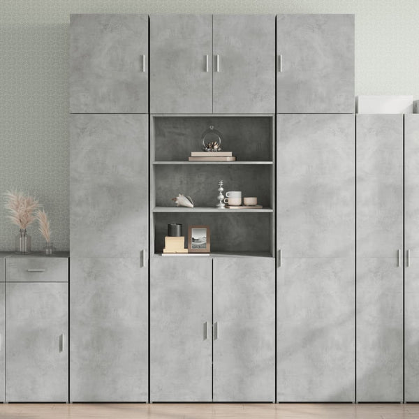 Kaappi betoninharmaa 80x42,5x249 cm tekninen puu