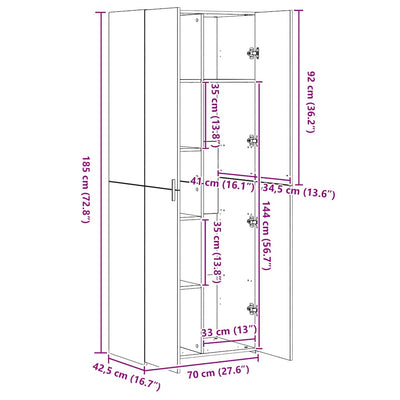 Valkoinen kaappi Branson 70x42,5x185cm (puinen)