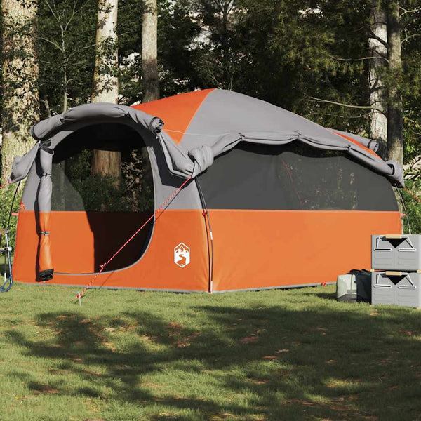 Perheteltta tunneli 6 henkilölle harmaa ja oranssi vedenkestävä