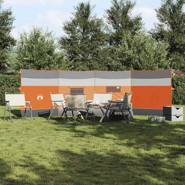 Camping Windbreak Harmaa ja oranssi 510x153 cm Vedenpitävä
