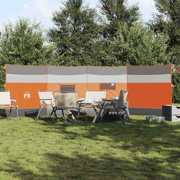 Camping Windbreak Harmaa ja oranssi 510x153 cm Vedenpitävä