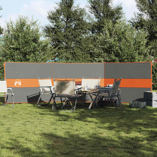 Camping Windbreak Harmaa ja oranssi 490x123 cm Vedenpitävä